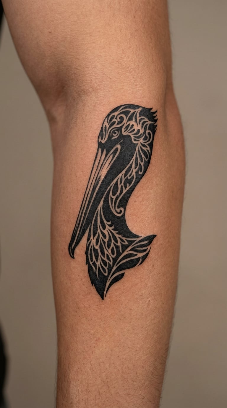 Blackwork Pelican Head