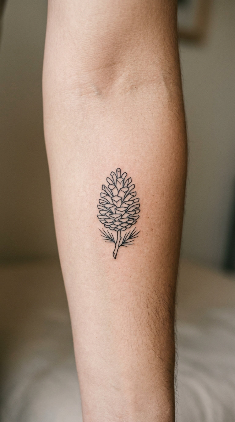Minimal Single Pinecone Linework