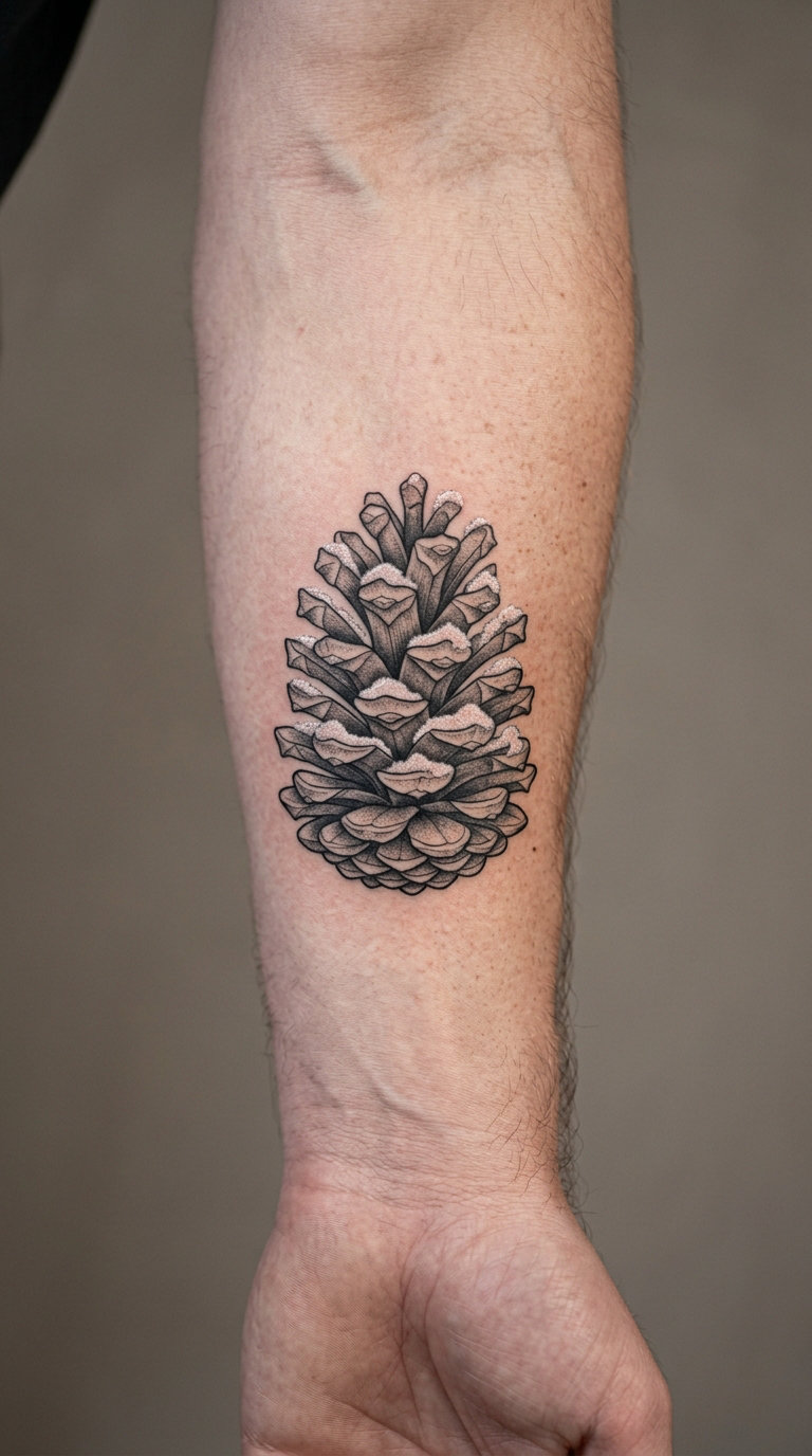 Pinecone with Snow-Dusted Scales