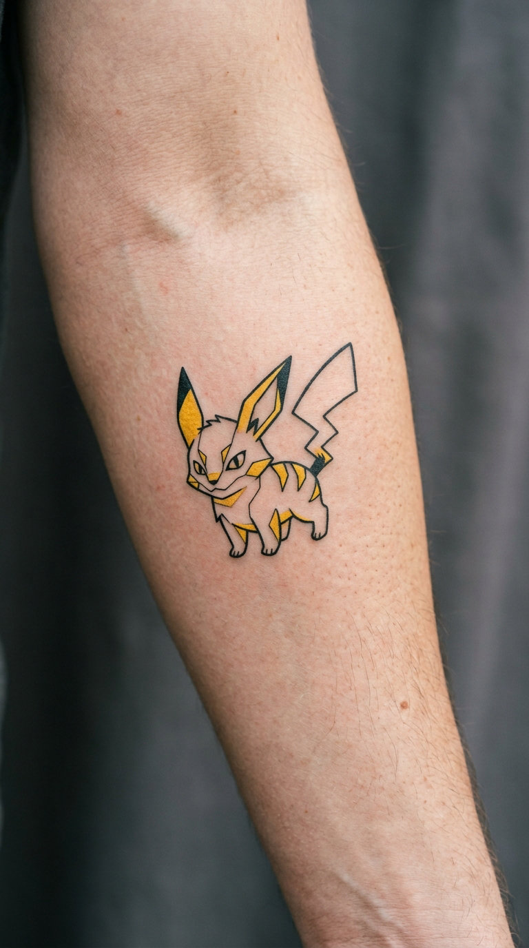 Original Pikachu-Like Electric Creature Tattoo