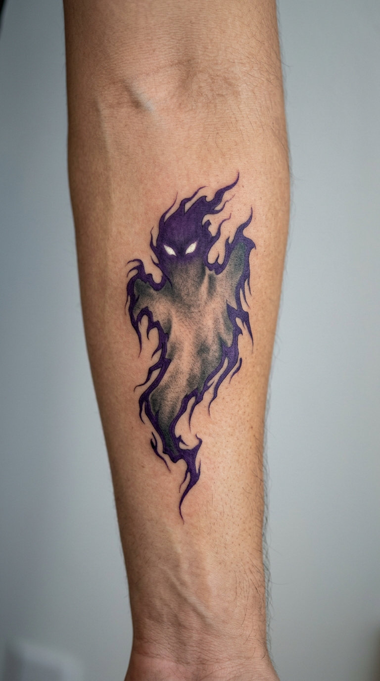 Gengar-Inspired Shadow Ghost Tattoo