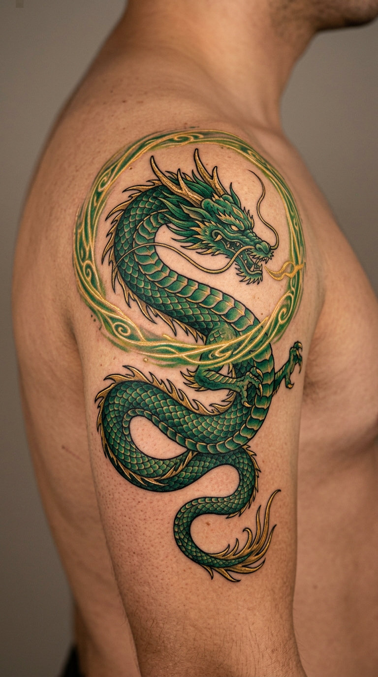 Rayquaza-Inspired Serpent Dragon Tattoo
