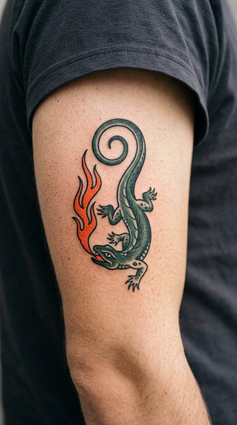 Charmander-Inspired Lizard Tattoo