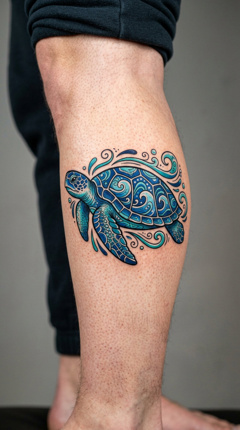 Squirtle-Inspired Water Turtle Tattoo