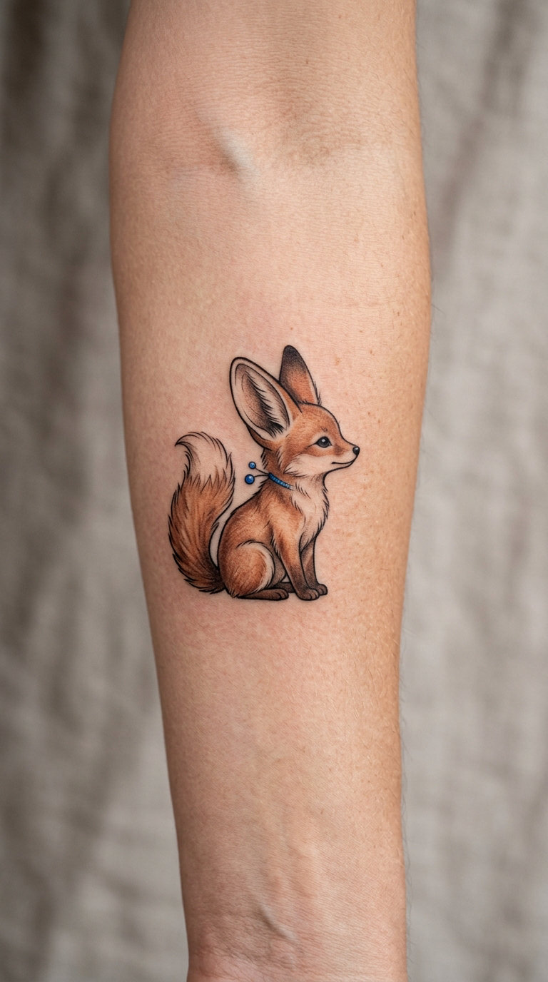 Eevee-Inspired Fox Companion Tattoo