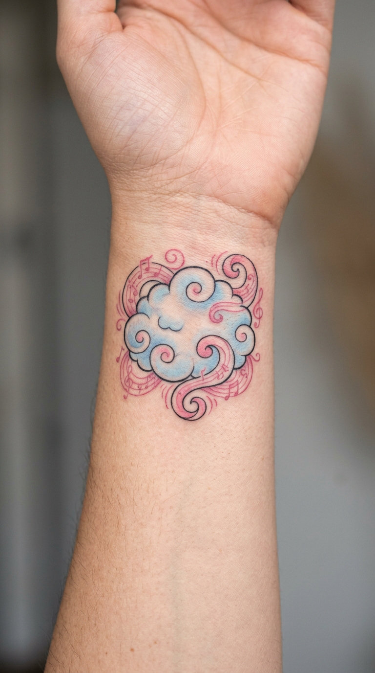 Jigglypuff-Inspired Round Cloud Creature Tattoo