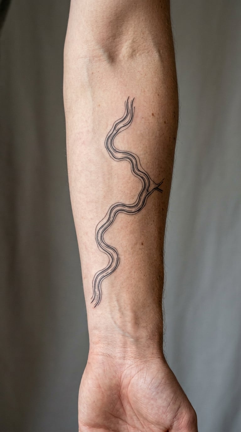 Fine-Line Winding River Map