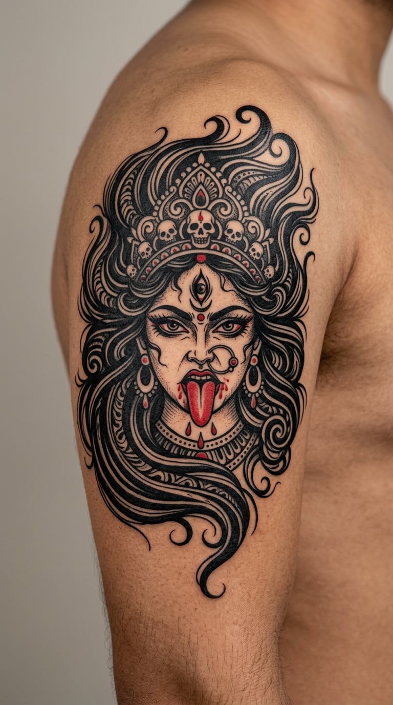 Kali Face in Bold Blackwork