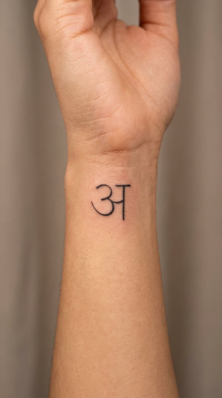 Sanskrit Initial in Fine-Line Script