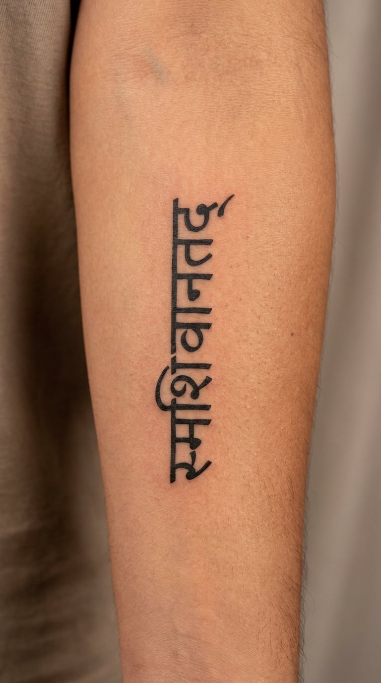 Sanskrit Name in a Vertical Column