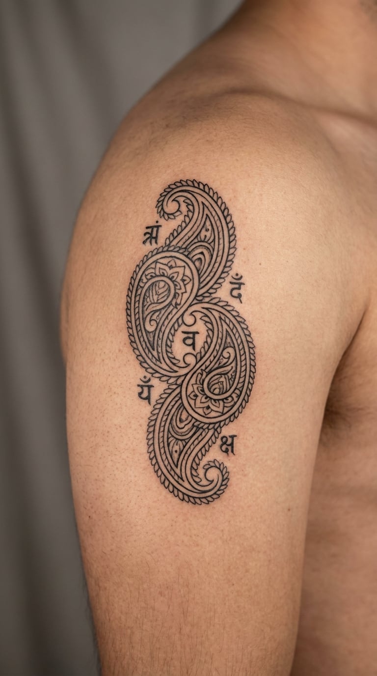 Traditional Paisley with Devanagari Detail