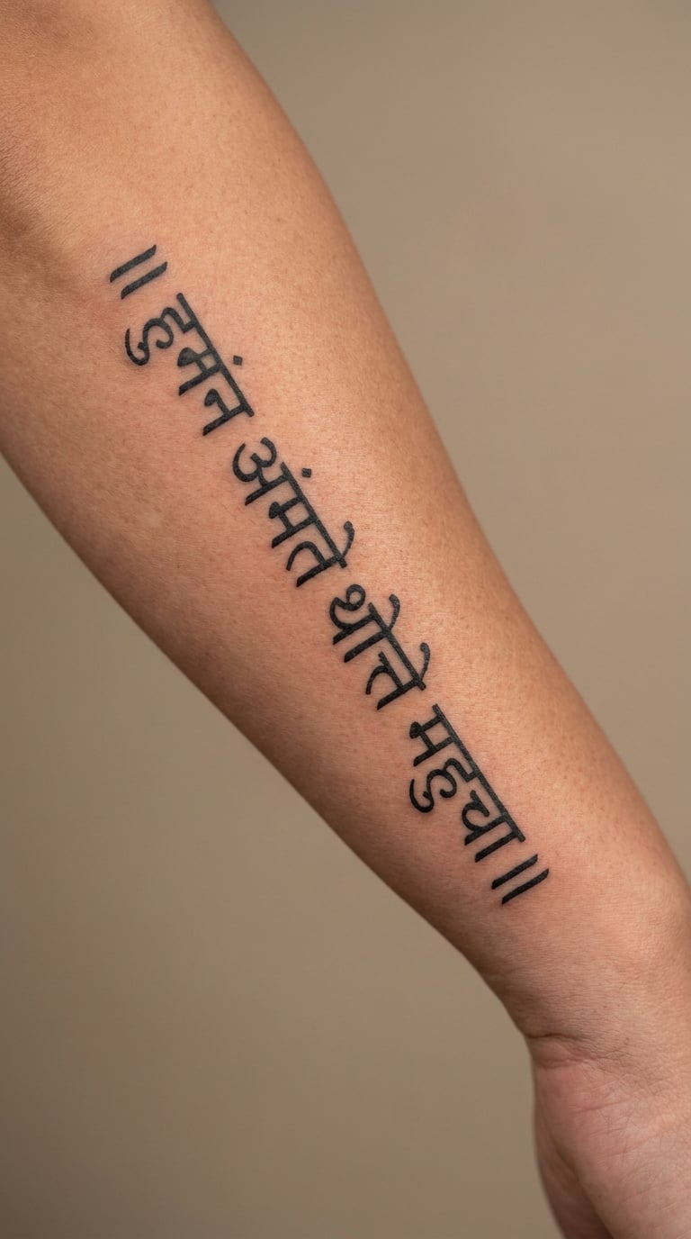 Sanskrit Phrase Wrapped Around the Arm
