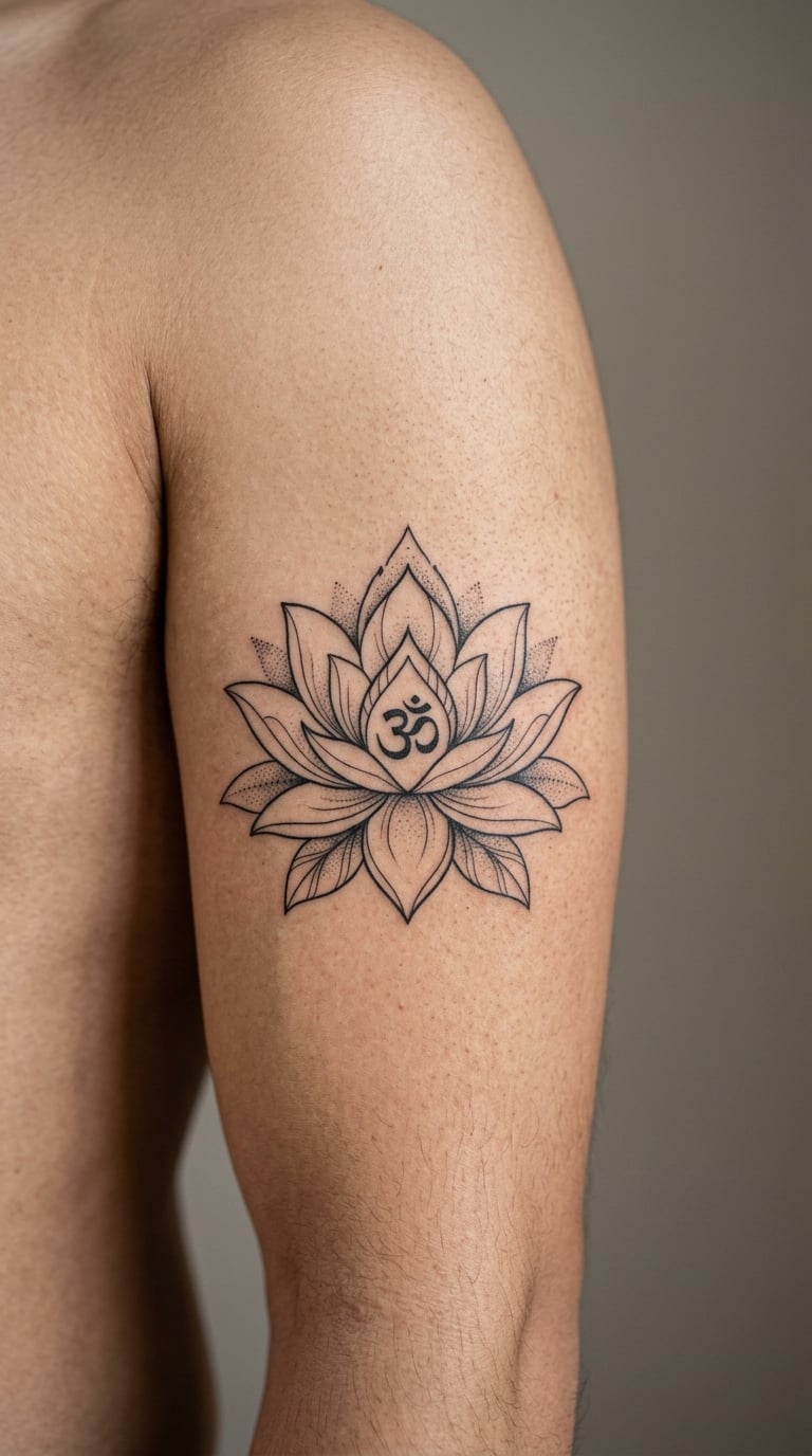 Lotus with Sanskrit Om