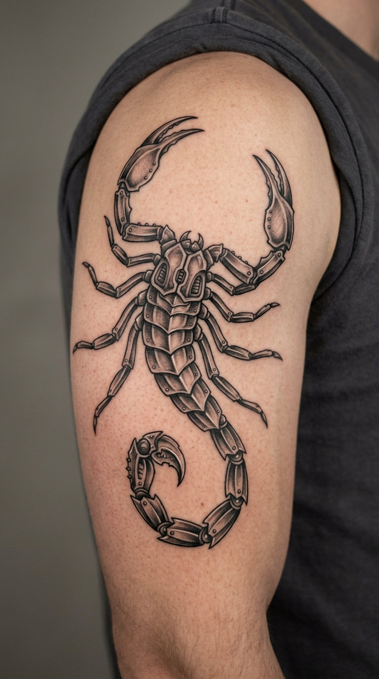 Fused Metal Scorpion on the Upper Arm