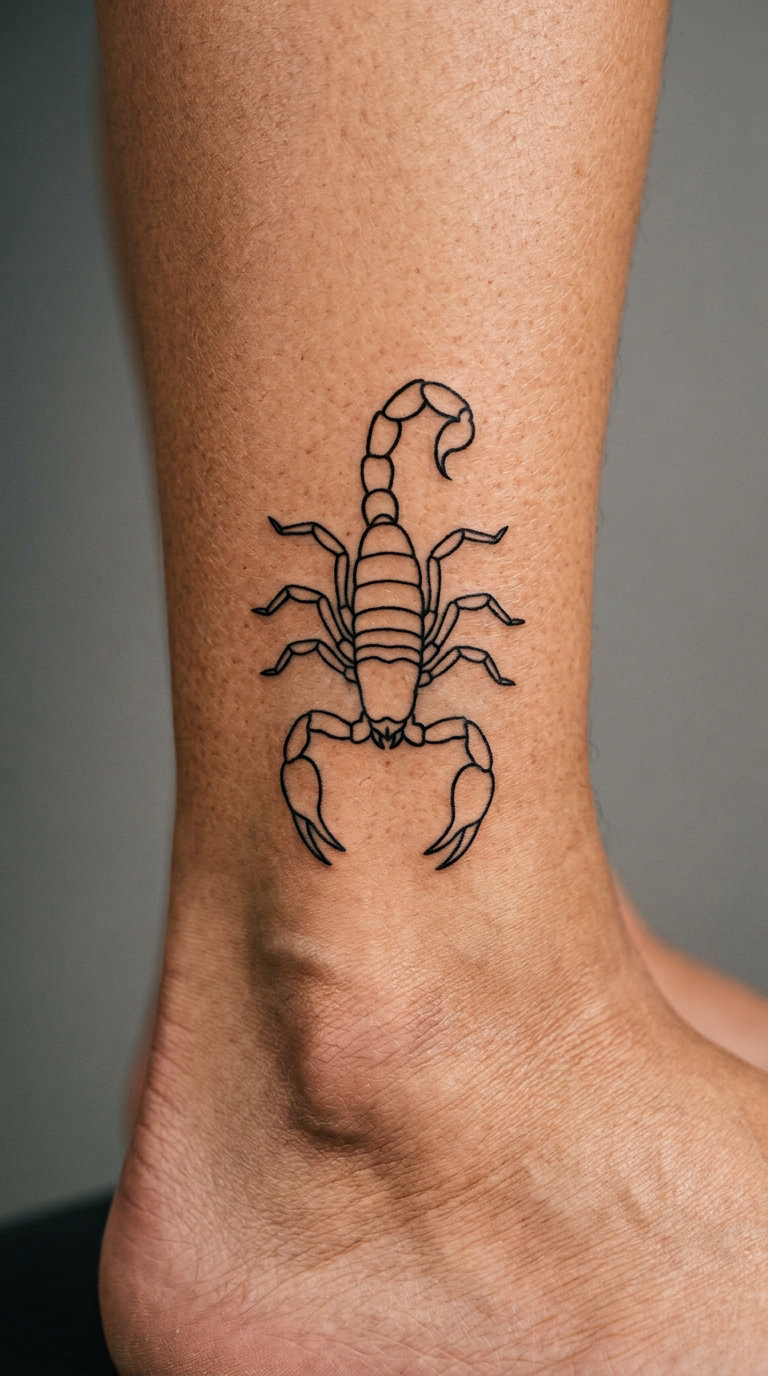 Simple Outlined Scorpion on the Ankle