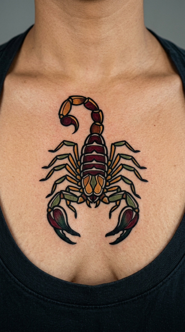 Stained-Glass Scorpion on the Chest
