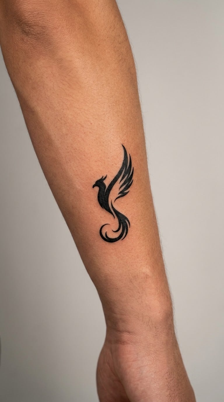 Small Phoenix Rising from a Line