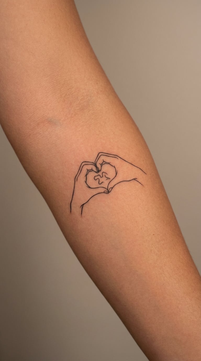 Fine-Line Hand-and-Heart Affirmation