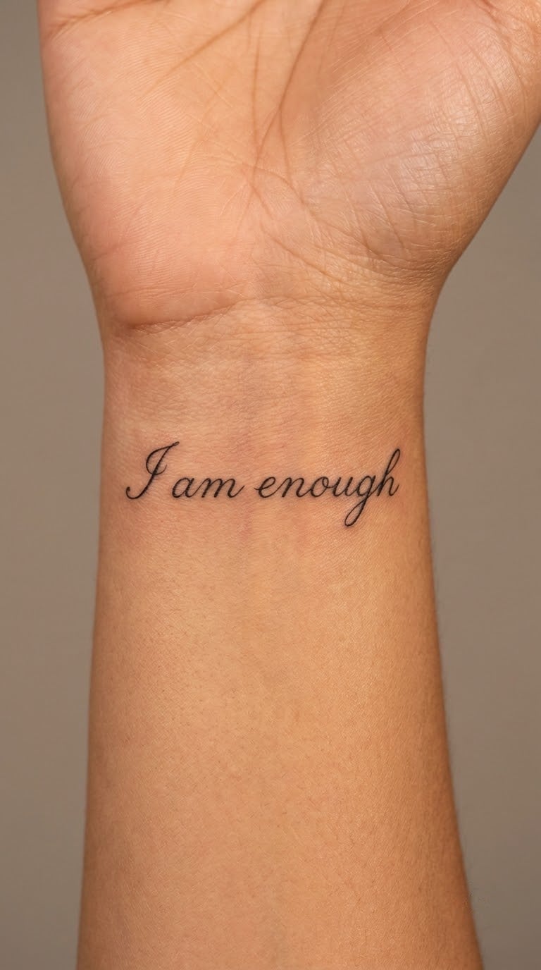 Minimalist Self-Love Script Tattoo