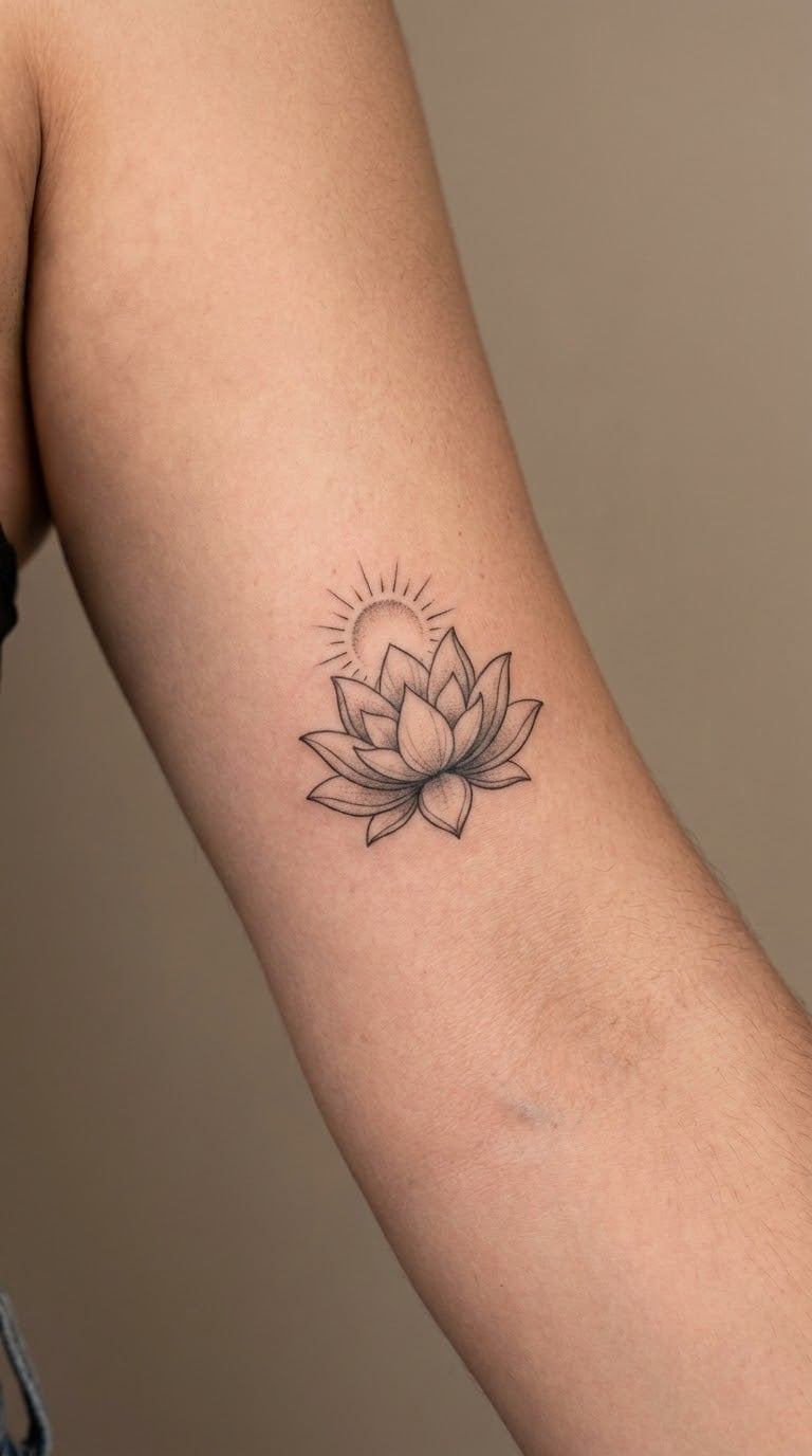 Lotus with a Rising Sun