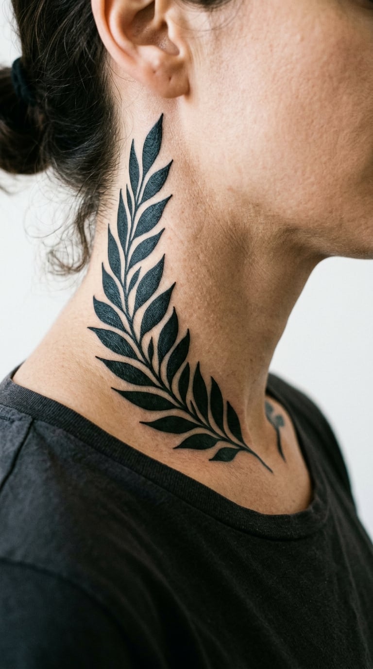 Statement Blackwork Branch with Leaves