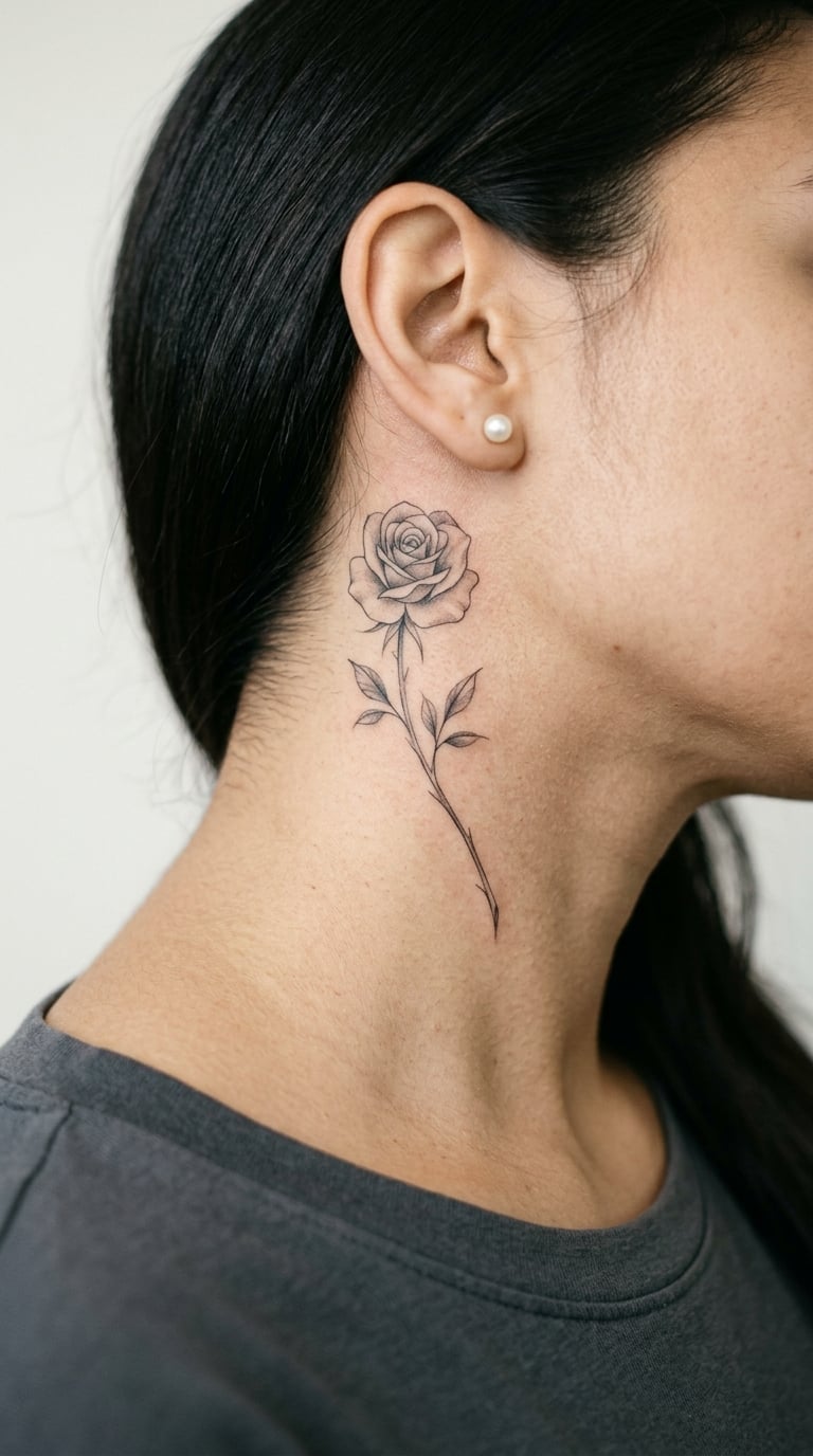 Single-Stem Rose in Black and Grey