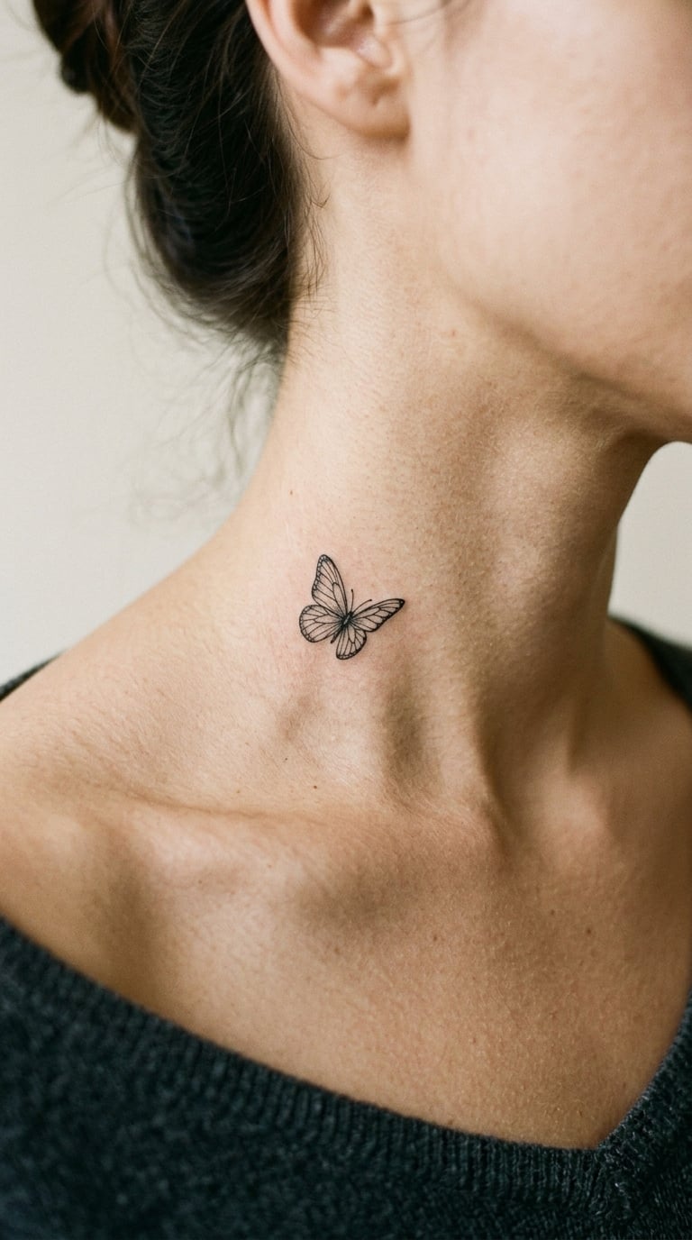 Micro Butterfly Near the Collarbone