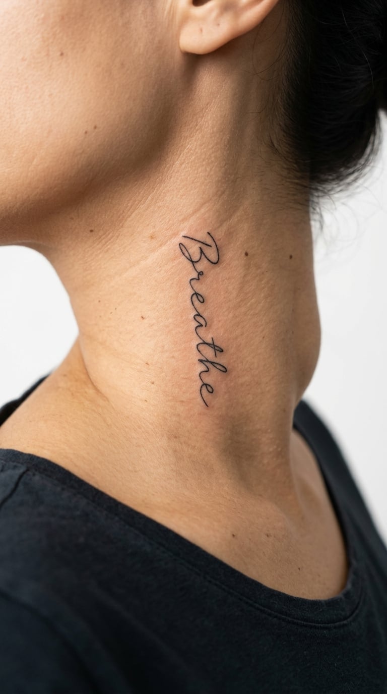Vertical Script Word Along the Neck