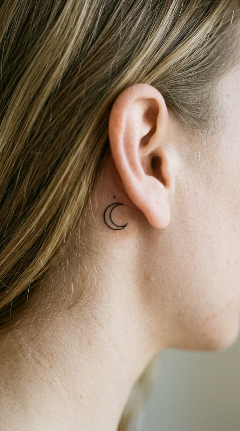 Crescent Moon Behind the Ear