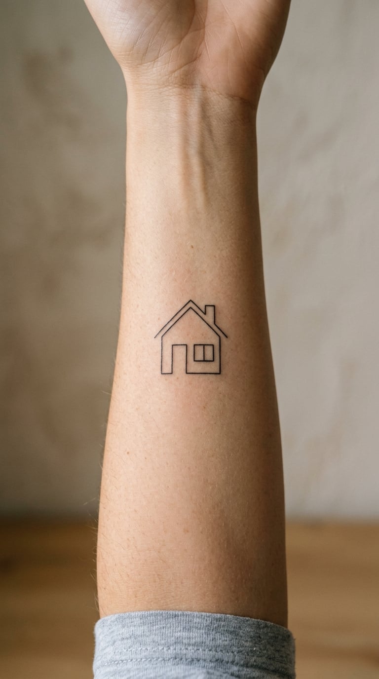 Simple House Outline on the Forearm