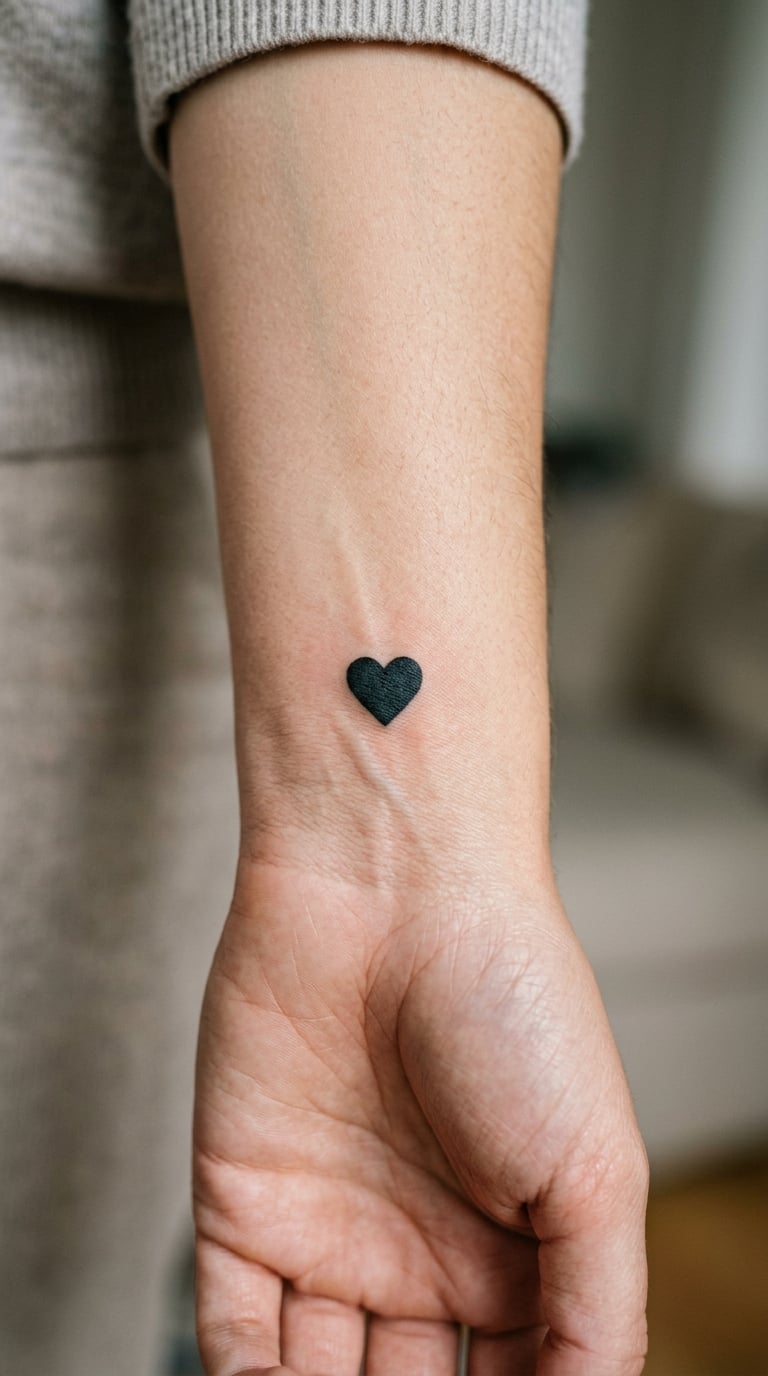 Tiny Black Heart on the Inner Wrist