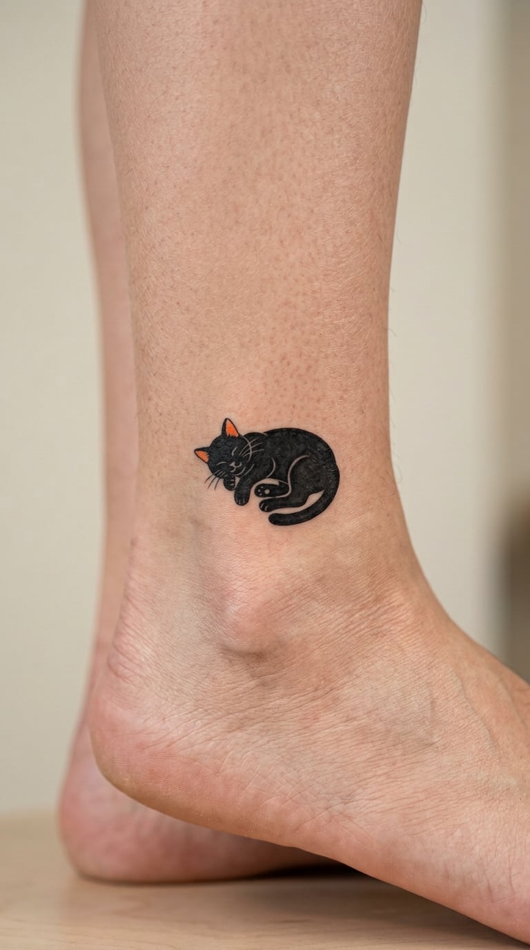 Sunbathing Cat on the Ankle