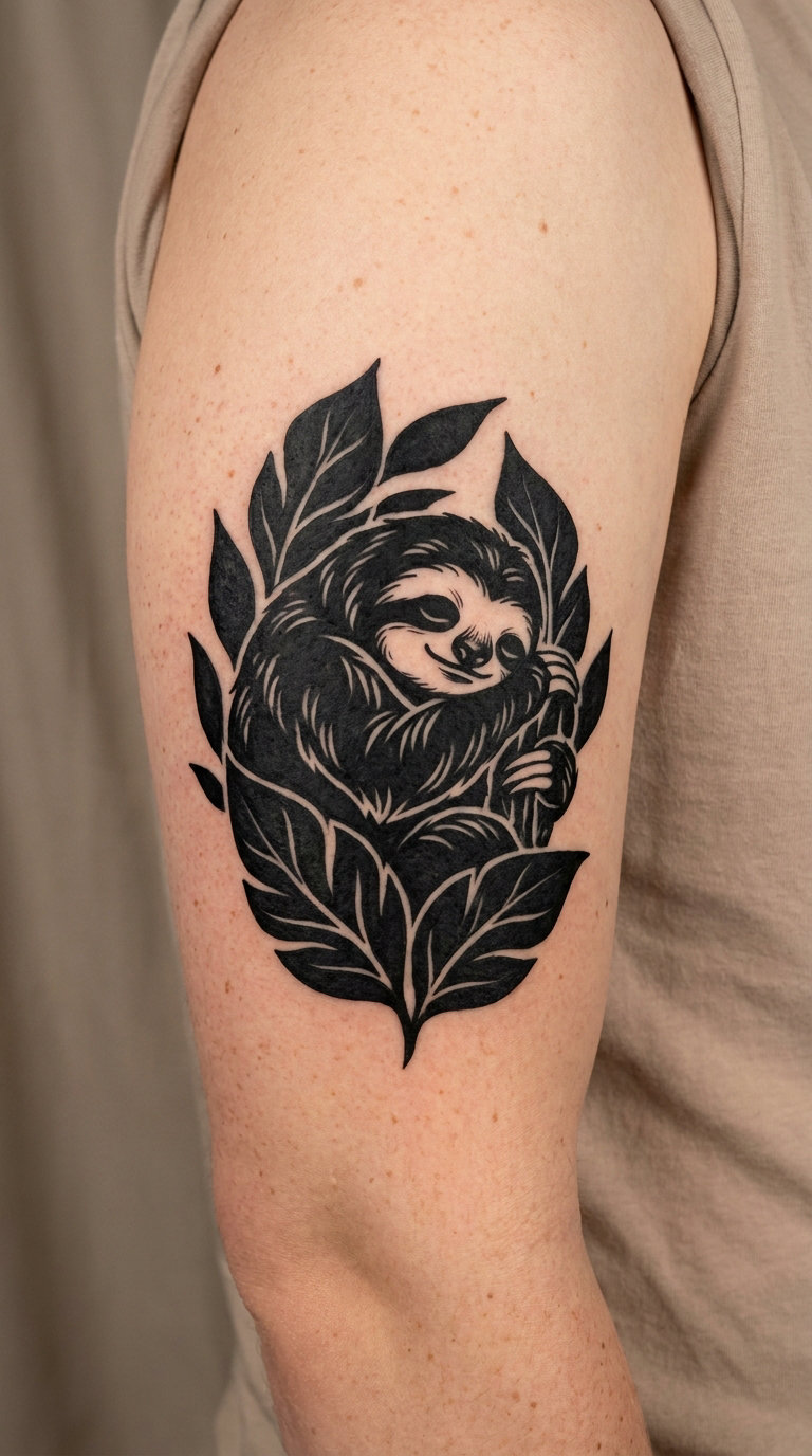 Blackwork Sleeper Sloth