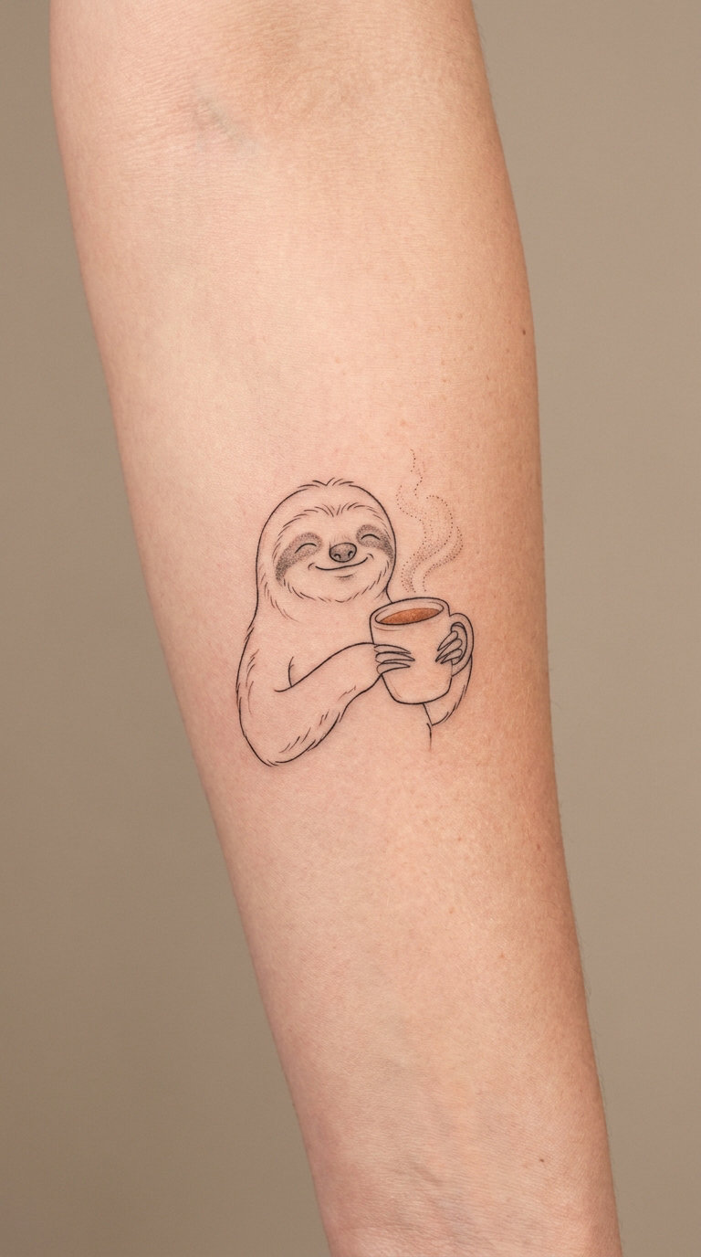 Sloth and Coffee Mug