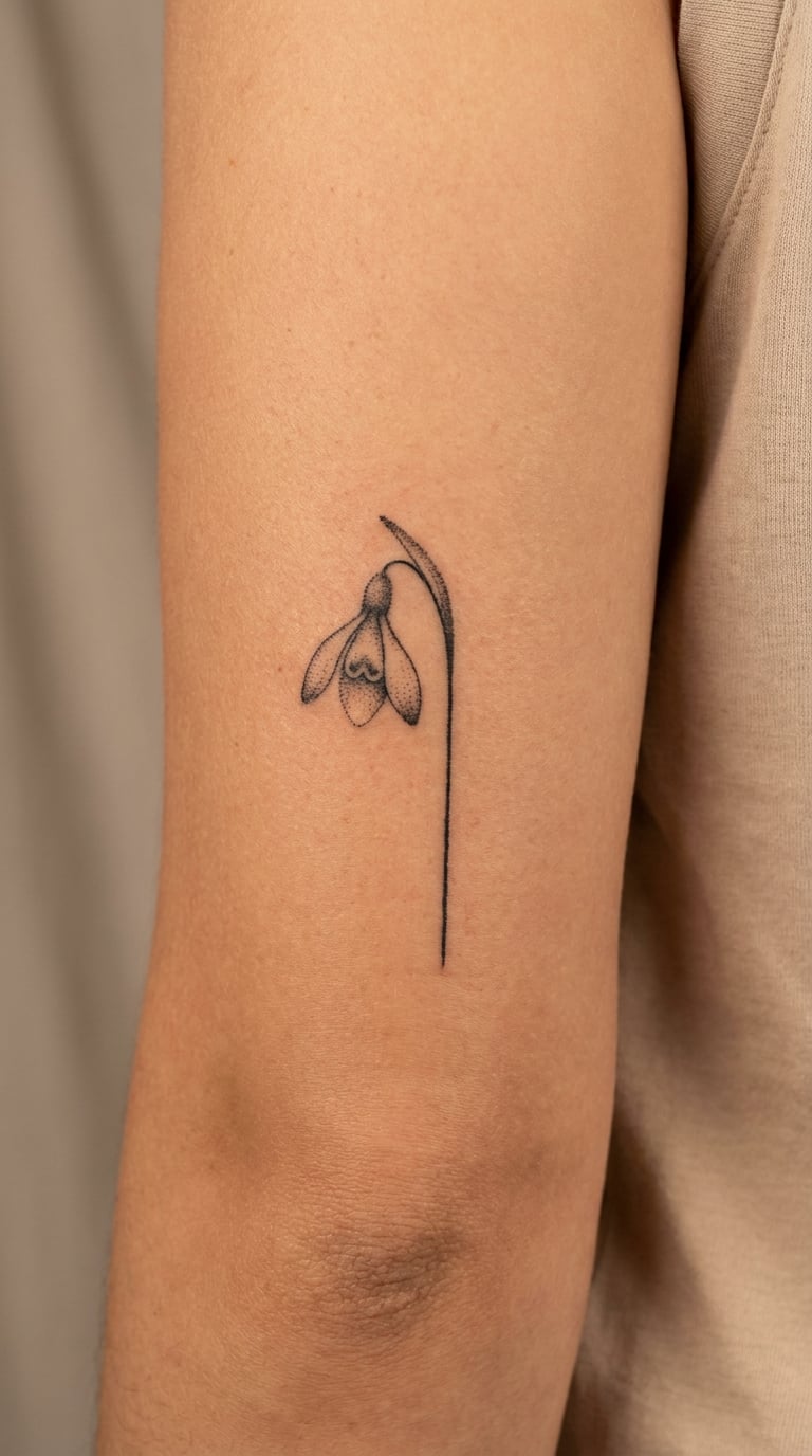 Minimal Snowdrop Dotwork Design