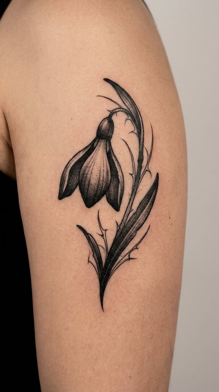 Gothic Snowdrop in Blackwork