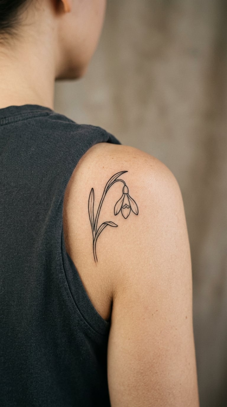 Snowdrop Outline on the Shoulder