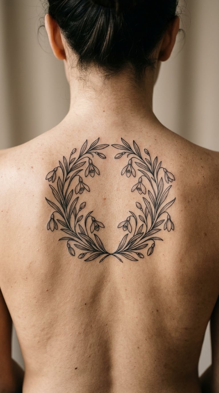 Snowdrop Wreath on the Back