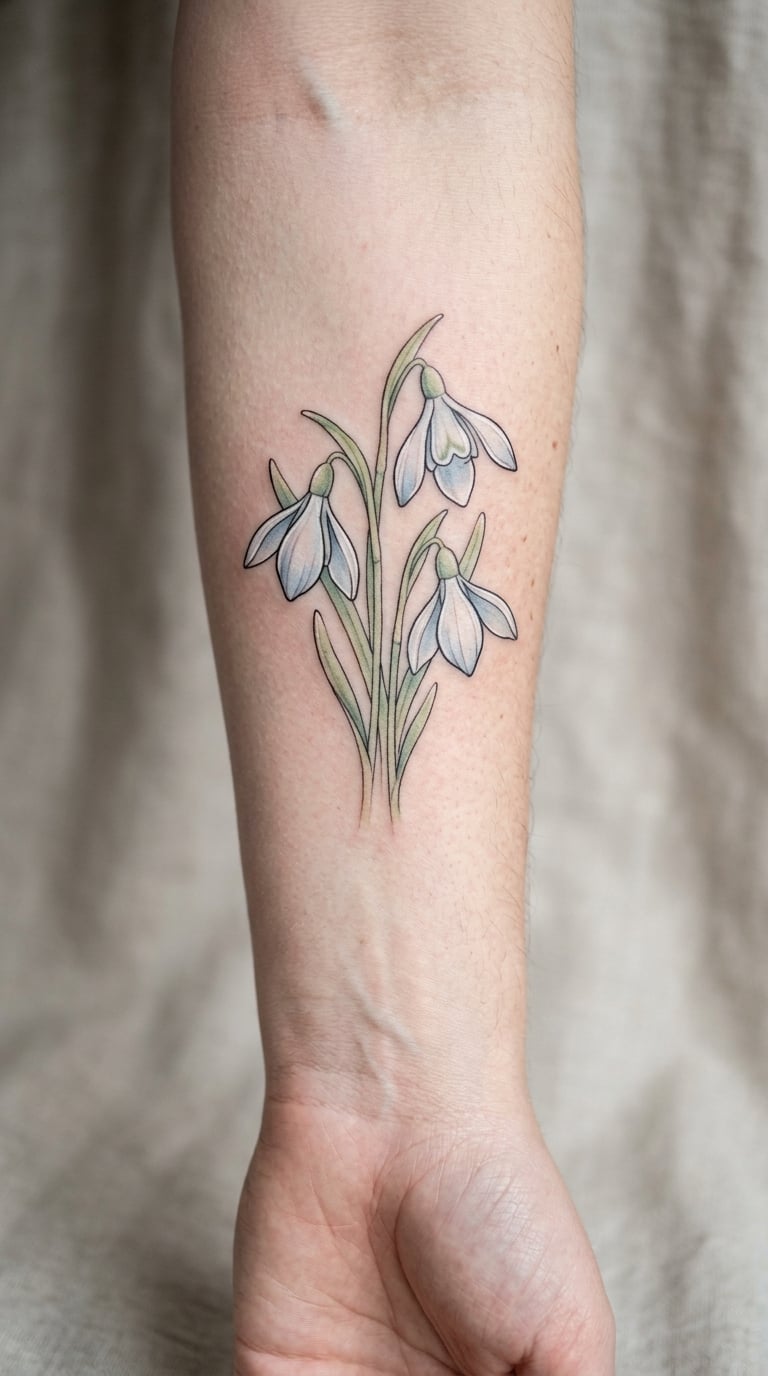 Watercolor Snowdrop Sleeve Detail