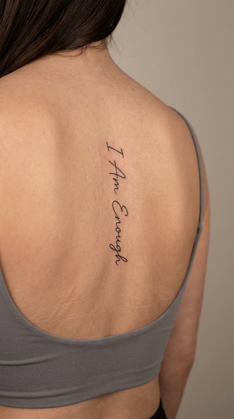Fine-Line "I Am Enough" Vertical Spine Quote