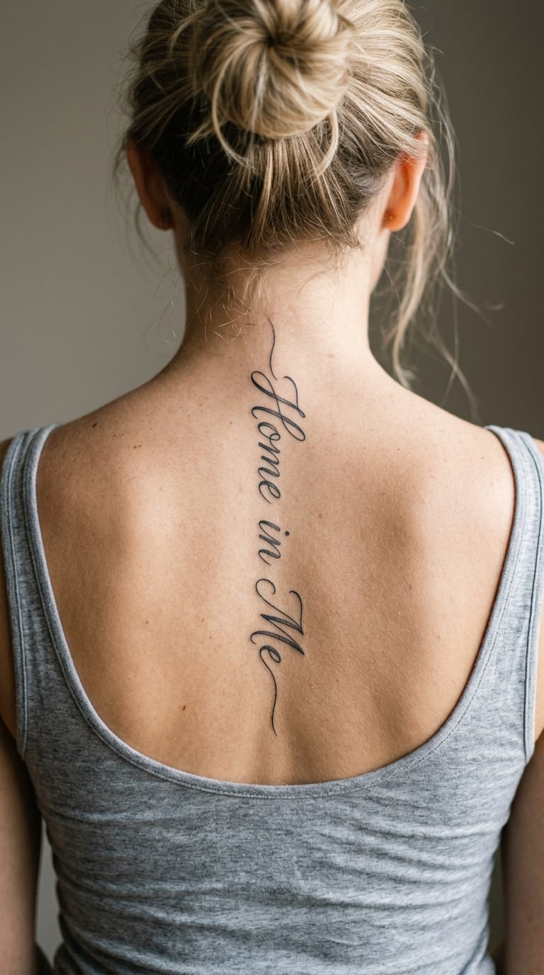"Home in Me" in Soft Black-and-Grey Script