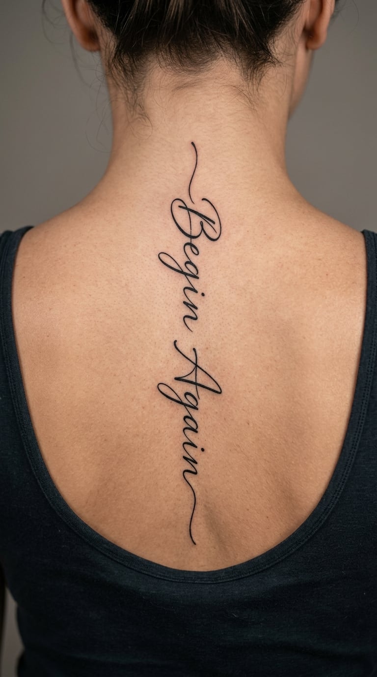 "Begin Again" in Flowing Handwritten Script