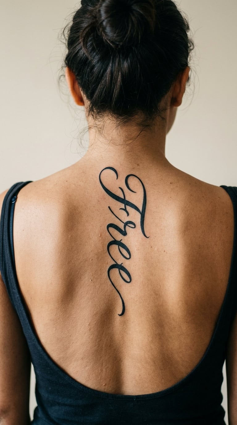 "Free" in a Bold Sweeping Script