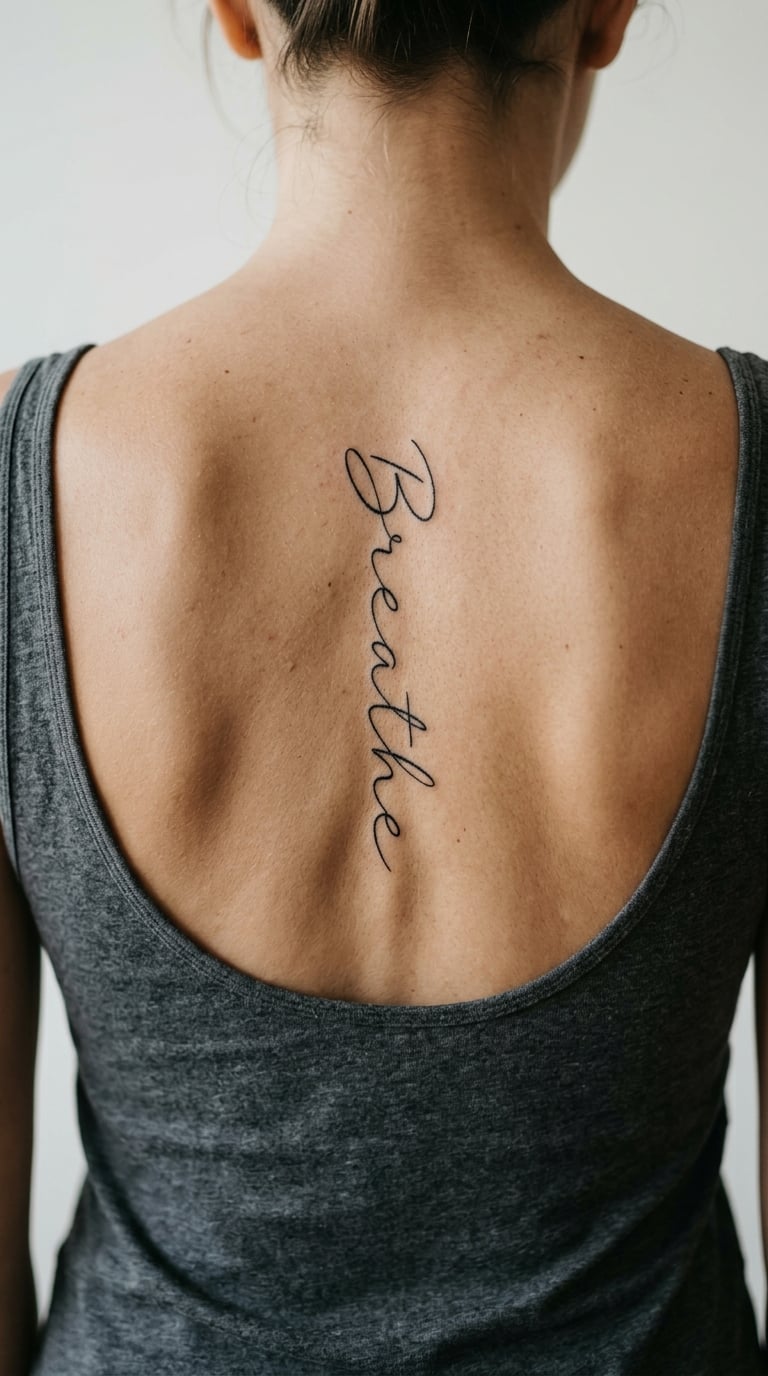 "Breathe" in Airy Handwritten Script