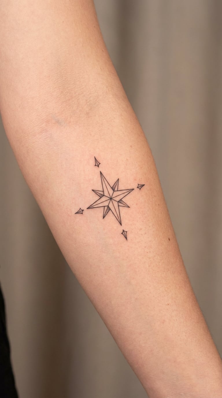 North Star Strength Symbol Tattoo