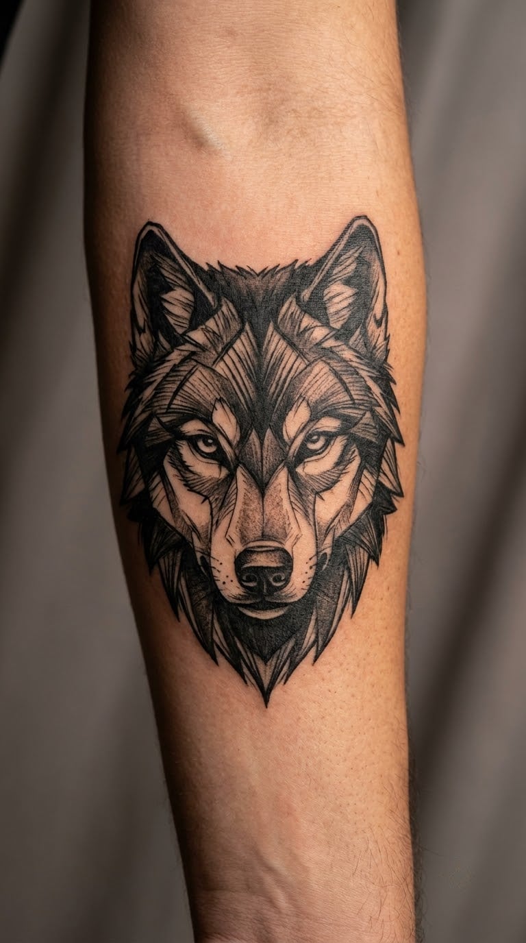 Wolf Head Strength Symbol Tattoo