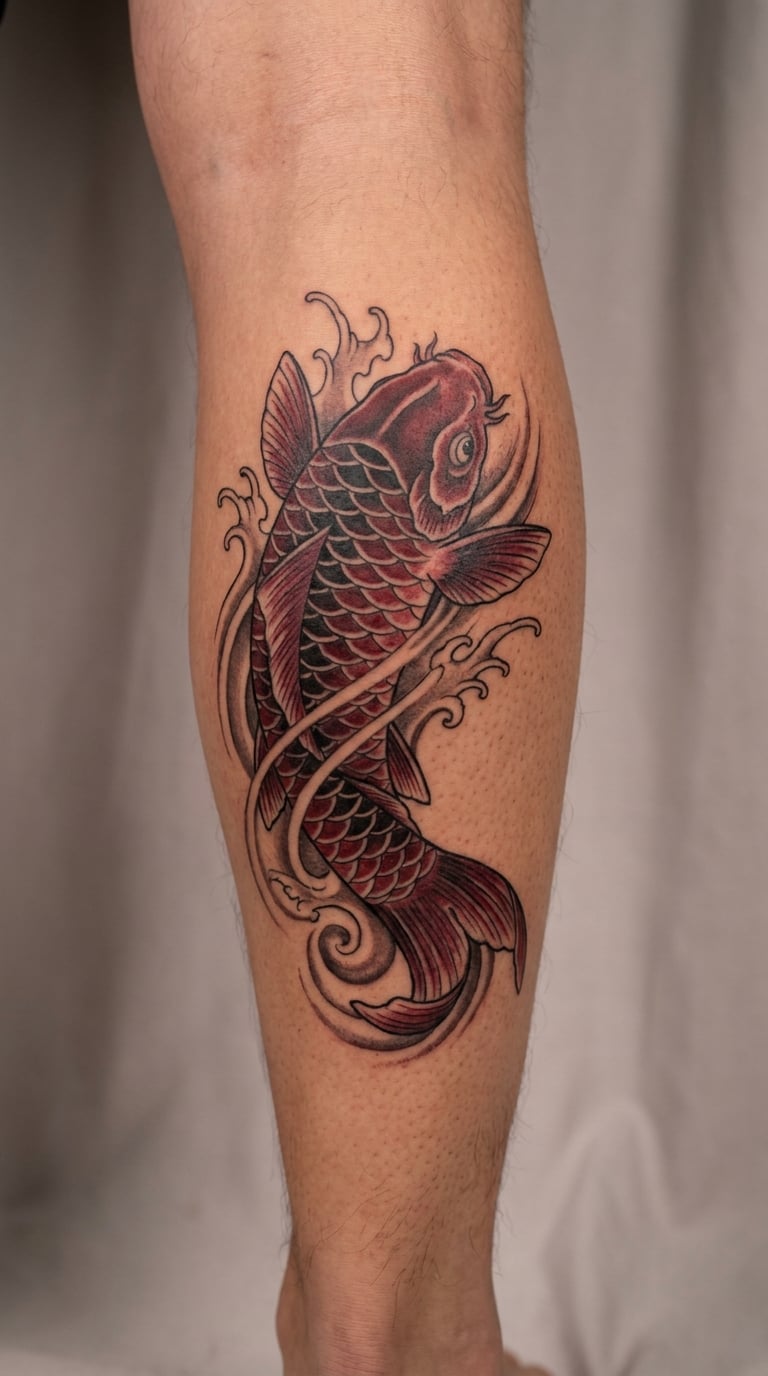 Koi Fish Strength Symbol Tattoo