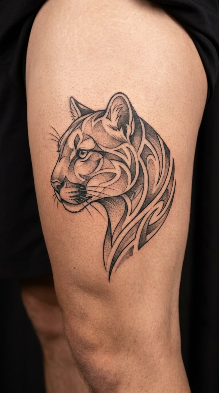 Mountain Lion Strength Symbol Tattoo