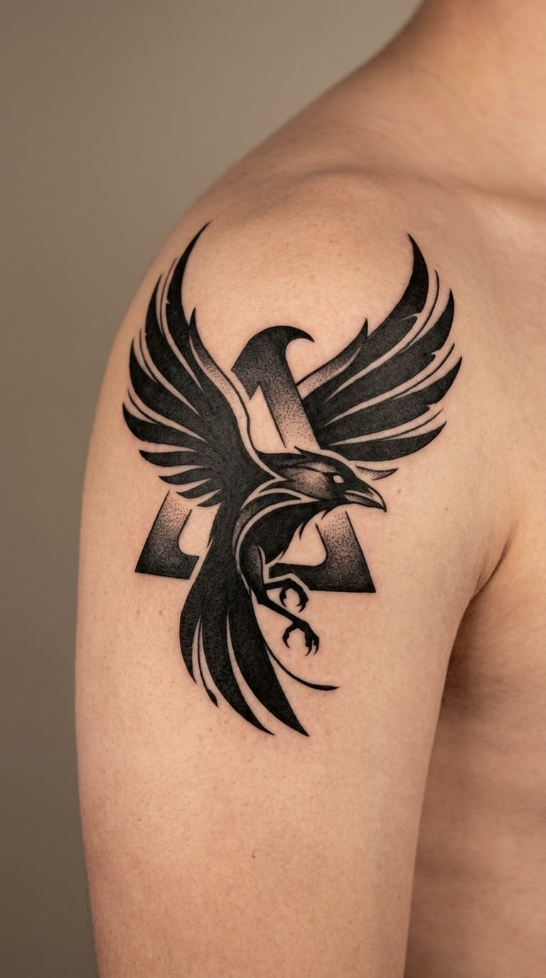 Viking Raven Strength Symbol Tattoo