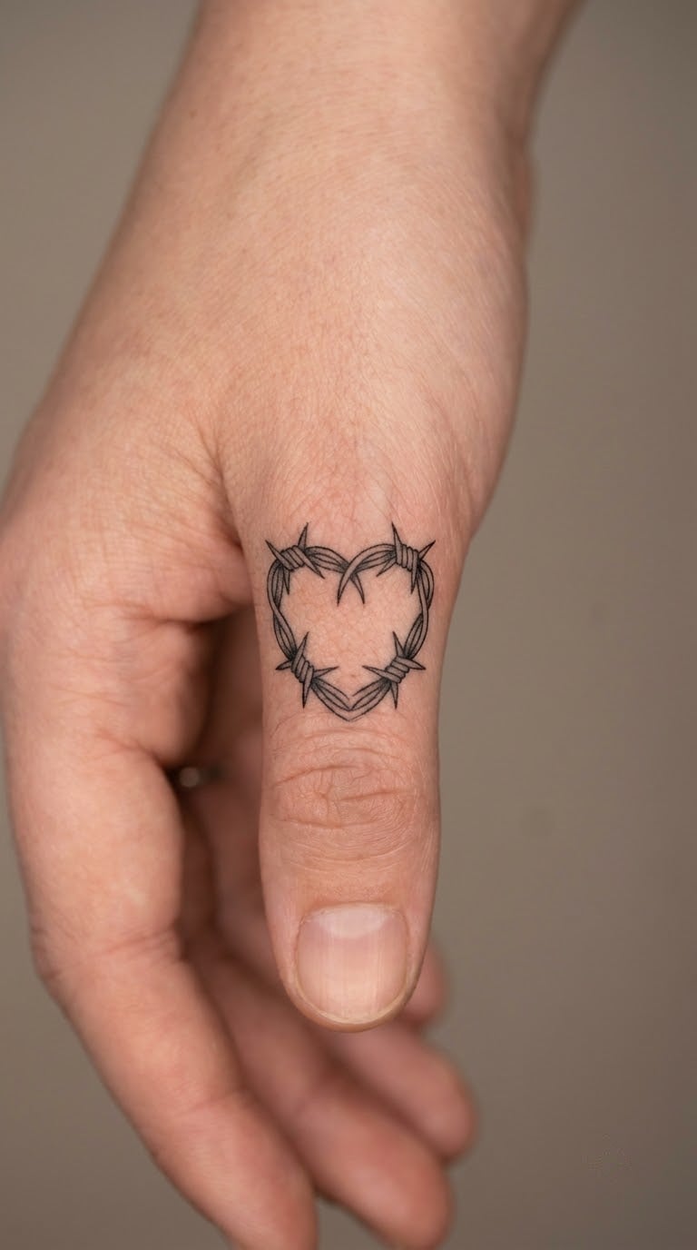 Barbed Wire Heart Strength Symbol Tattoo